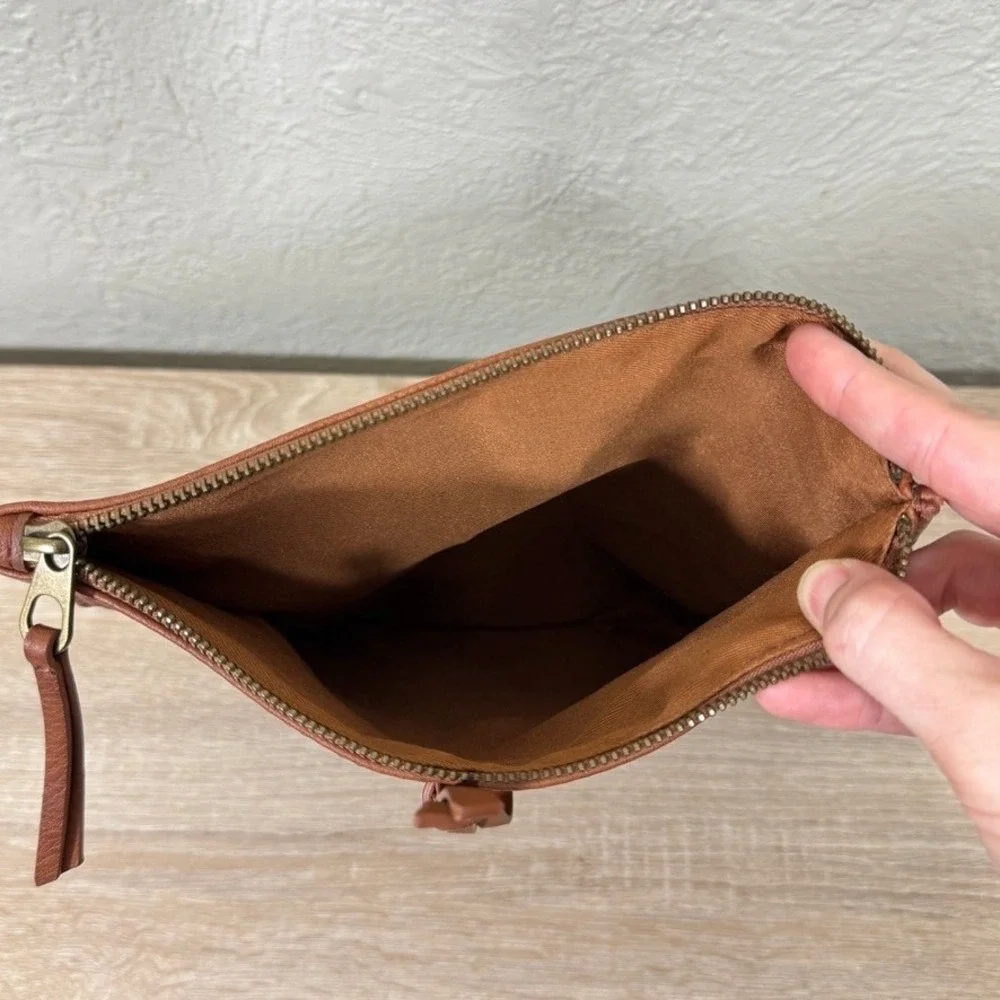 Universal Thread Wristlet Clutch Cognac Tan Boho Western Festival Foldover Bag